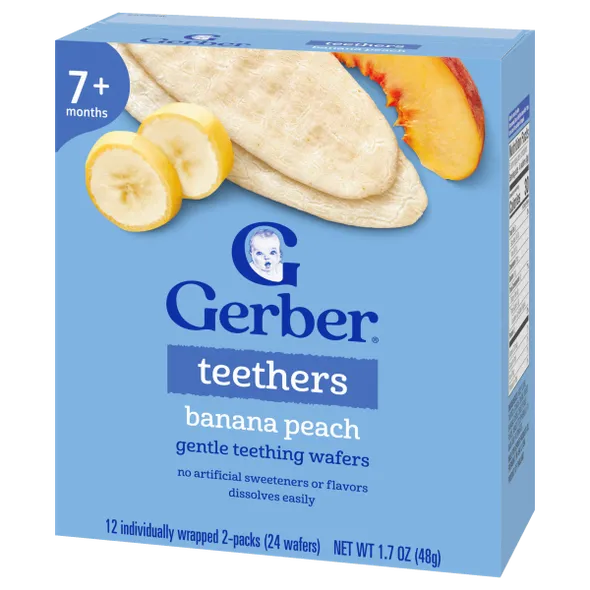 Gerber Gentle Teething Wafers Banana & Peach Baby Snack – Crawler Stage