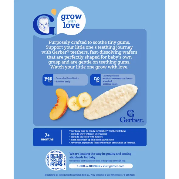 Gerber Gentle Teething Wafers Banana & Peach Baby Snack – Crawler Stage