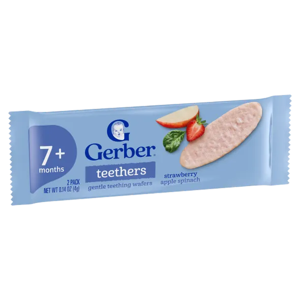 Gerber Strawberry Apple Spinach Teething Wafers Baby Snack – Crawler Stage