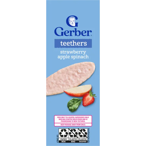 Gerber Strawberry Apple Spinach Teething Wafers Baby Snack – Crawler Stage