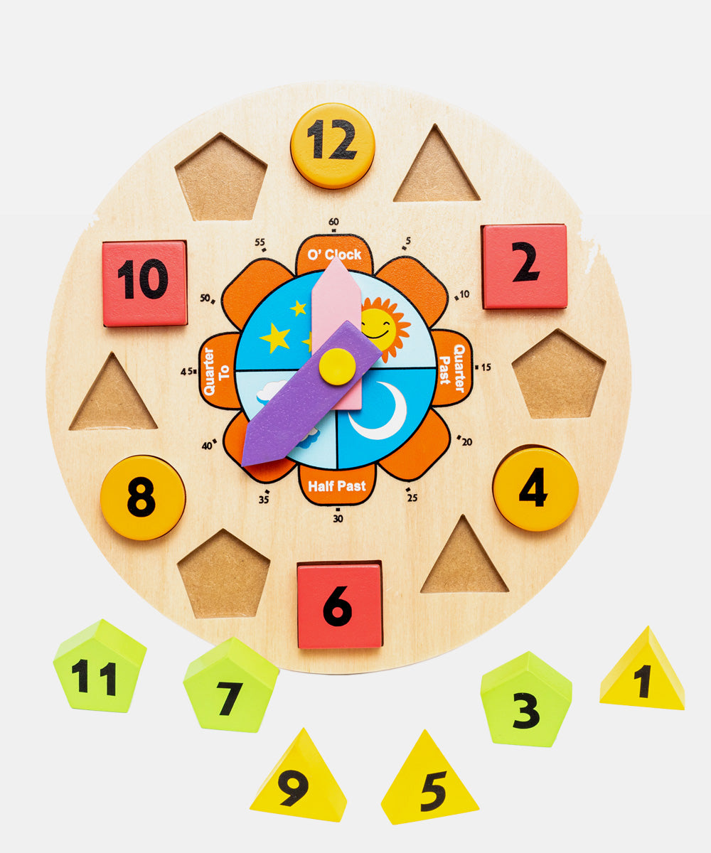 Hilife Clock O Puzzle Wooden Learning Toy 13 Pieces 3Y+ Multicolor