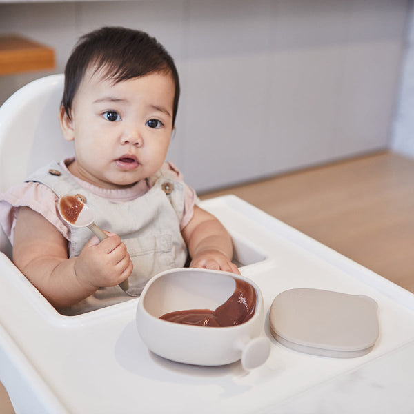 b.box Silicone Suction Bowl + Lid – Latte