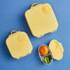 b.box Snack Box with Flexi Fruit Holder – Lemon Sherbet Yellow Grey