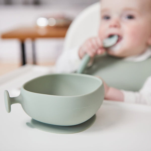 b.box Silicone Suction Bowl + Lid – Sage