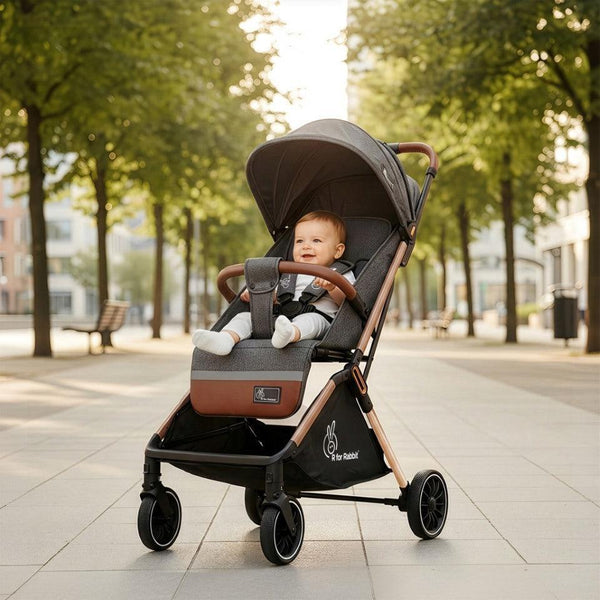 R for Rabbit Street Smart Auto Fold Baby Stroller with Personalized Name Plate 0–3Y – Ash Grey