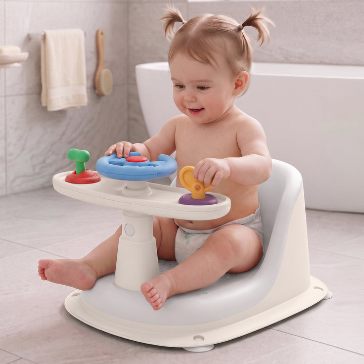 Baby Bath Seat R for Rabbit Fun Time Cozy 2 in 1 6M+ Up to 15kg Baby Bath Seat – Grey Ivory