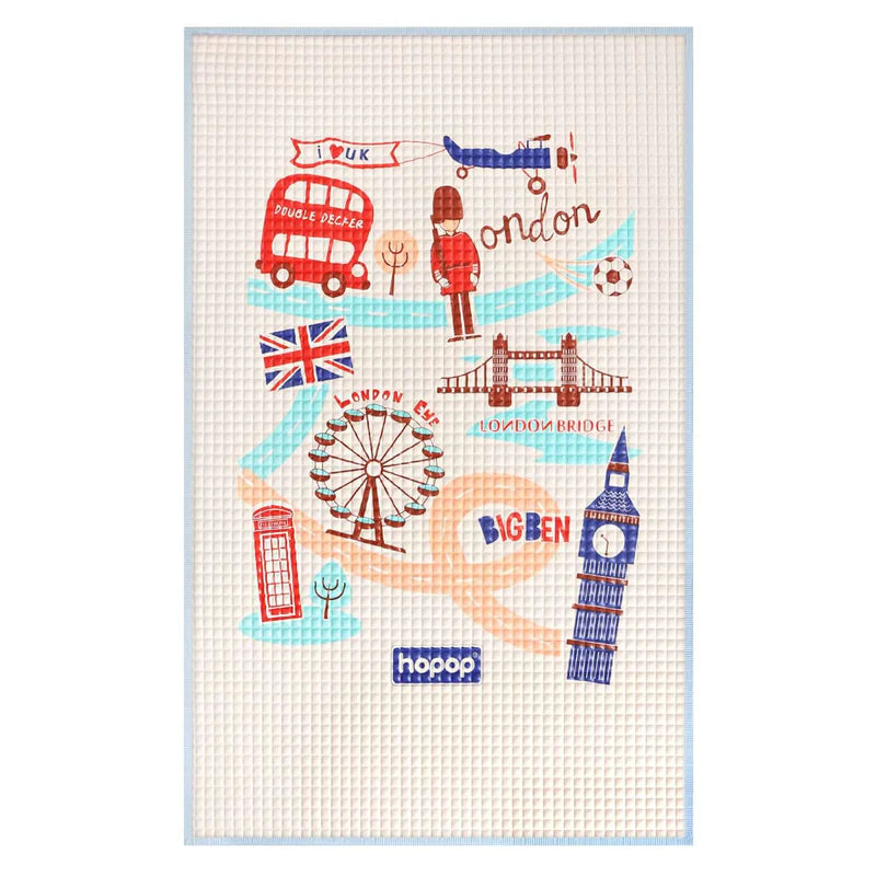 Hopop Multipurpose Baby Massage Mat & Waterproof Diaper Changing Mat London Peach & Blue