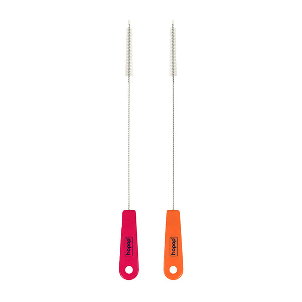 Hopop Straw Cleaning Brush Easy Pack of 2 – Pink & Orange