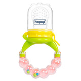 Hopop Baby Food & Fruit Nibbler with Rattle Handle Green & Pink