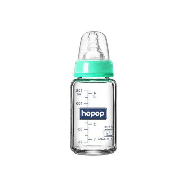 Hopop Slim Neck Glass Feeding Bottle 120 ml Green