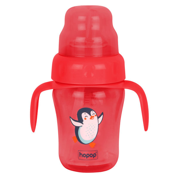 Hopop Baby Sipper Cup Spill-Proof with Spout & Straw 210ml – Red