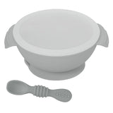 Hopop Silicone Bowl & Spoon with Suction Base & Snap-On Lid Grey