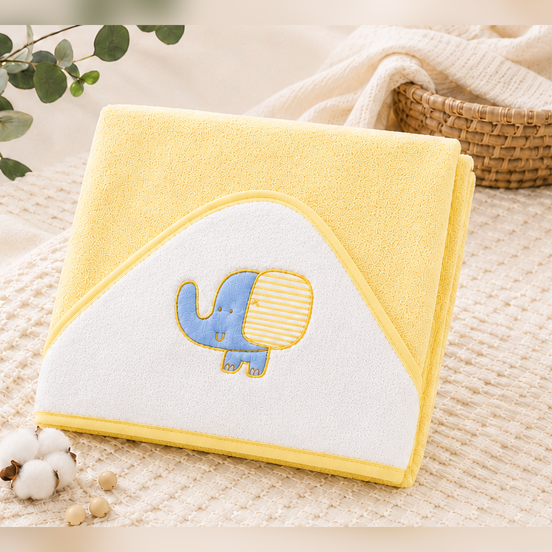 Babiano Soft & Absorbent Elephant Baby Hooded Towel – Yellow