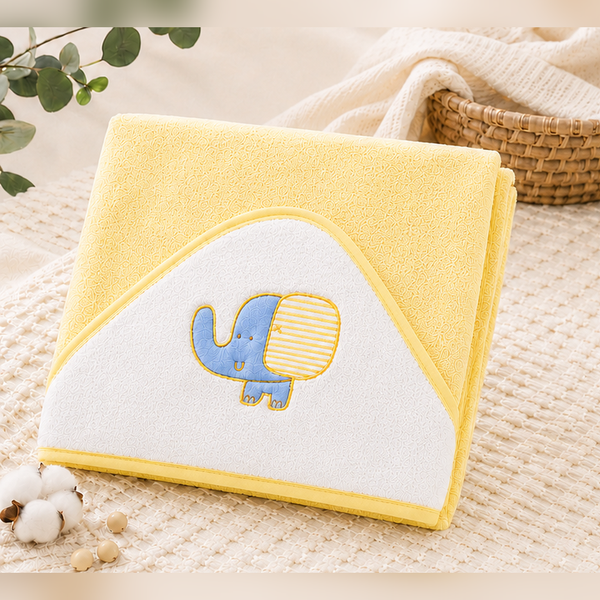 Babiano Soft & Absorbent Elephant Baby Hooded Towel – Yellow