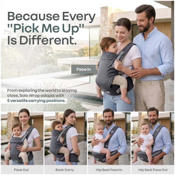 R for Rabbit Solo Wrap Comfy 5-in-1 Baby Carrier 4–36M Up to 20kg – Charcoal Grey