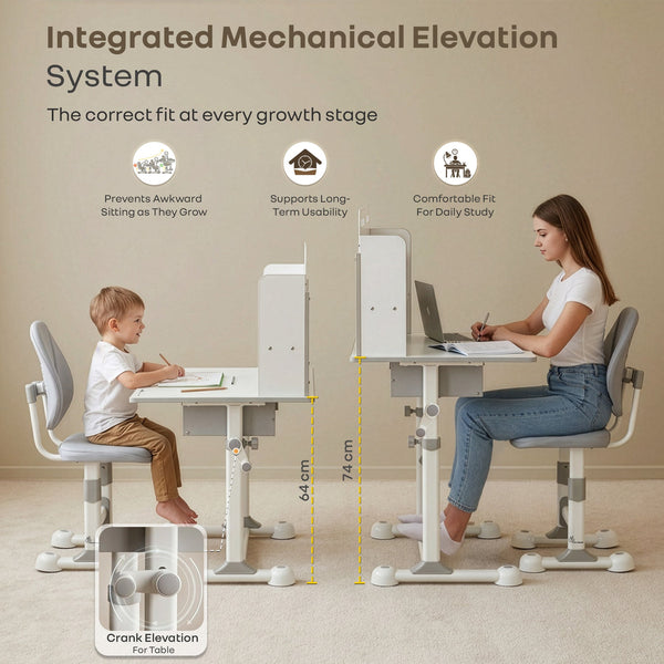 R For Rabbit Kiddie Grow Flex Adjustable Kids Study Table with Chair – Ergonomic Desk with Storage Shelves, Drawer, Spacious Tabletop & Height Adjustment for Growing Kids (3–15 Years)
