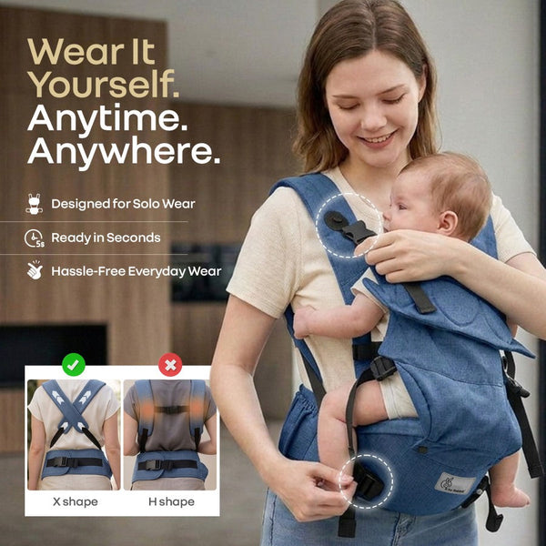 R for Rabbit Solo Wrap Comfy 5-in-1 Baby Carrier 4–36M Up to 20kg – Denim Blue