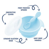 Hopop Silicone Bowl & Spoon with Suction Base Grey 6M+