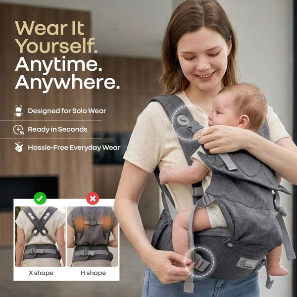 R for Rabbit Solo Wrap Comfy 5-in-1 Baby Carrier 4–36M Up to 20kg – Charcoal Grey