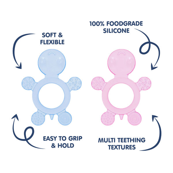 Hopop Easy Grip Silicone Teether for Teething Gums Pack of 2 Assorted