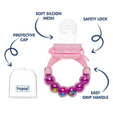 Hopop Baby Food Fruit Nibbler with Rattle Handle One Size – Pink & Purple
