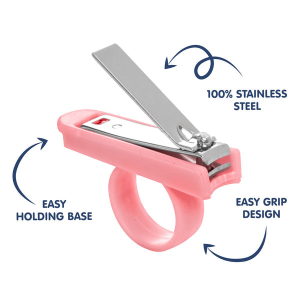 Hopop Baby Nail Clipper With Finger Grip Pink
