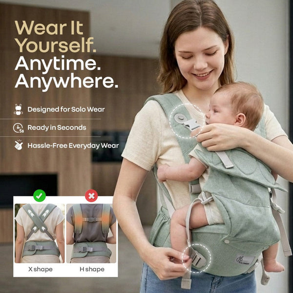 R for Rabbit Solo Wrap Comfy 5-in-1 Baby Carrier 4–36M Up to 20kg – Light Sage Green