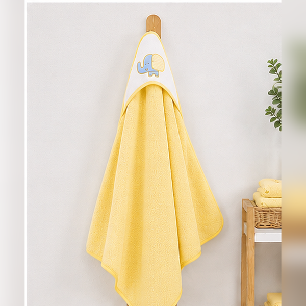 Babiano Soft & Absorbent Elephant Baby Hooded Towel – Yellow