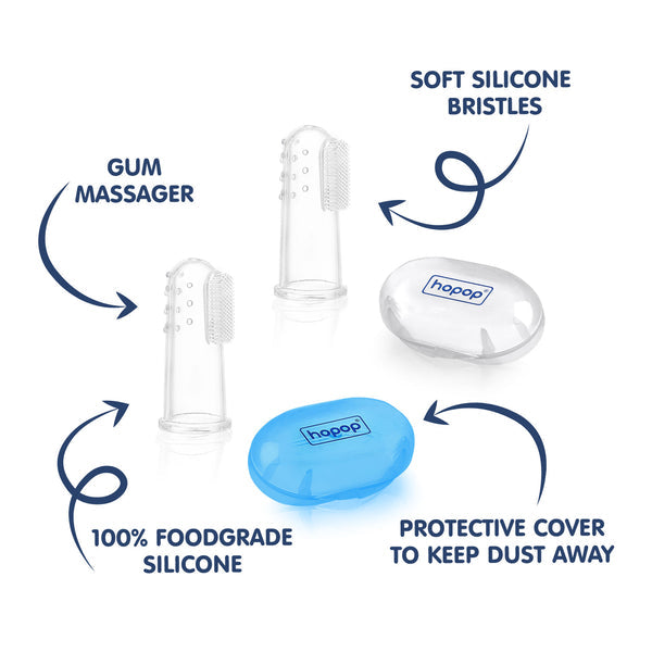 Hopop Baby Finger Tooth Brush With Case 0M+ – White