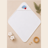 Babiano Sleeping Teddy Hooded Baby Towel – White