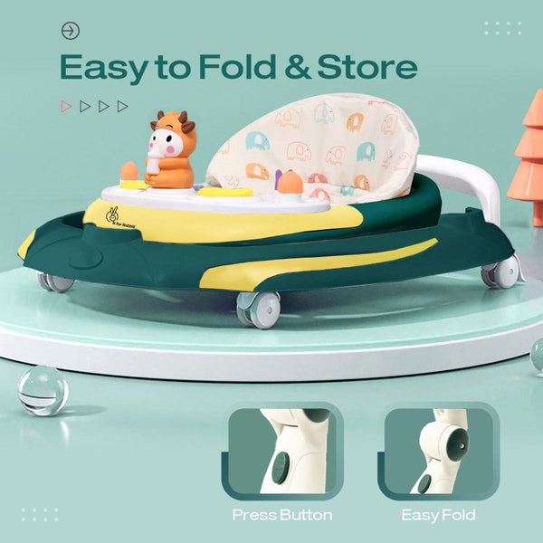 R For Rabbit Little Feet Plus Walker - Detachable Toy Music & Light Green Yellow