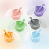 Hopop Silicone Bowl & Spoon with Suction Base Grey 6M+