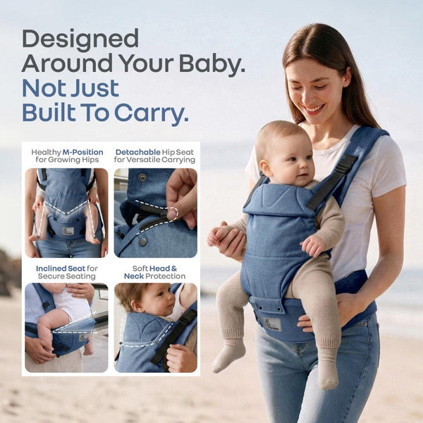 R for Rabbit Solo Wrap Comfy 5-in-1 Baby Carrier 4–36M Up to 20kg – Denim Blue