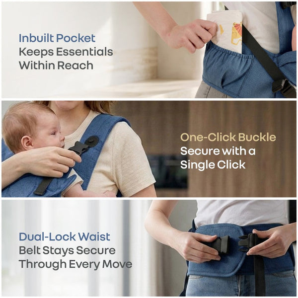 R for Rabbit Solo Wrap Comfy 5-in-1 Baby Carrier 4–36M Up to 20kg – Denim Blue