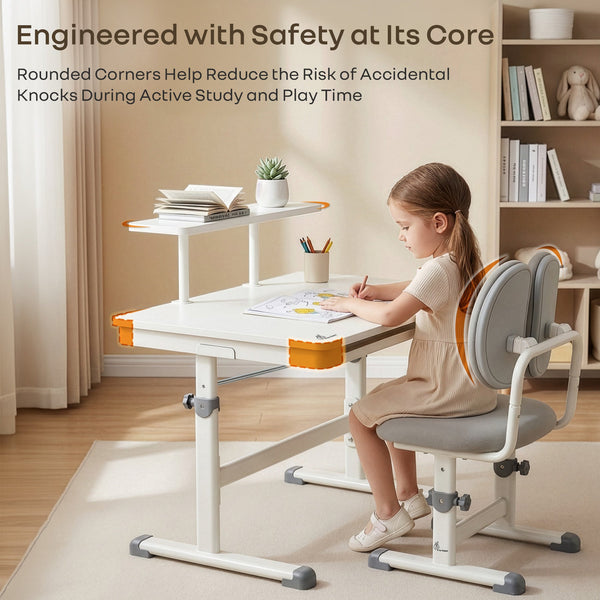 R For Rabbit Kiddie Grow Edge Kids Study Table & Chair Set 3-15 Years, Adjustable Height, Storage Drawer & Bookshelf