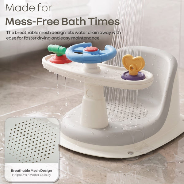 Baby Bath Seat R for Rabbit Fun Time Cozy 2 in 1 6M+ Up to 15kg Baby Bath Seat – Grey Ivory