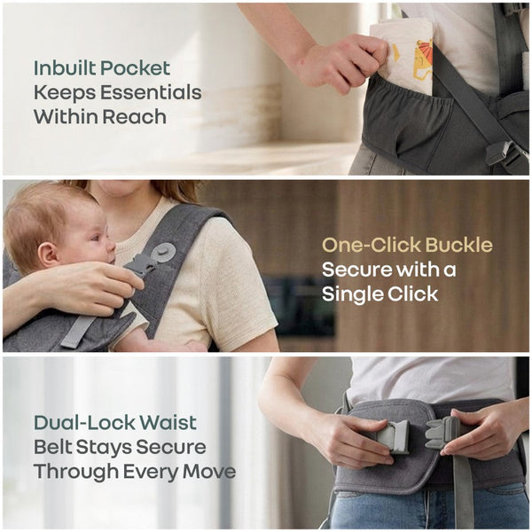R for Rabbit Solo Wrap Comfy 5-in-1 Baby Carrier 4–36M Up to 20kg – Charcoal Grey