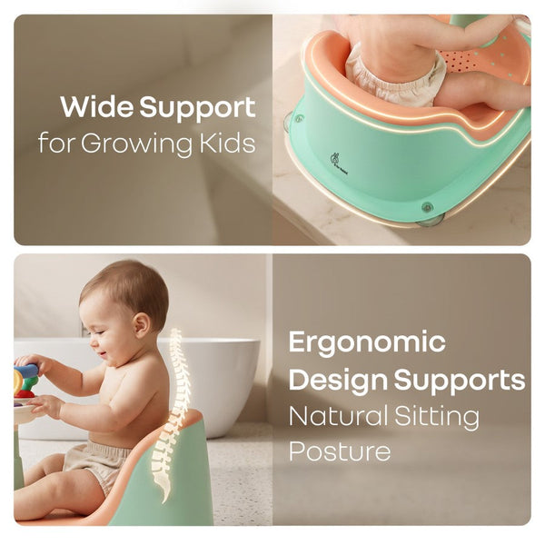 R for Rabbit Fun Time Cozy 2 in 1 6M+ Up to 15kg Baby Bath Seat– Peach Mint