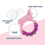 Hopop Baby Food Fruit Nibbler with Rattle Handle One Size – Pink & Purple