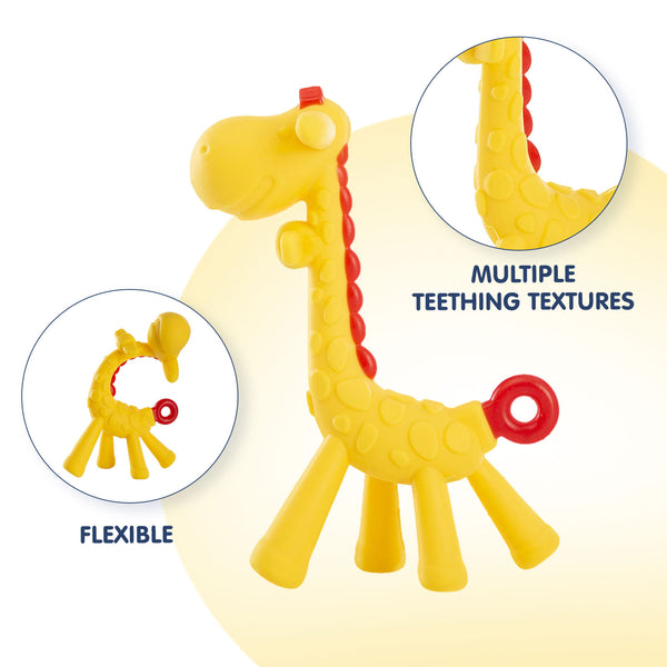 Hopop Giraffe Silicone Teether- Assorted - Assorted Colour