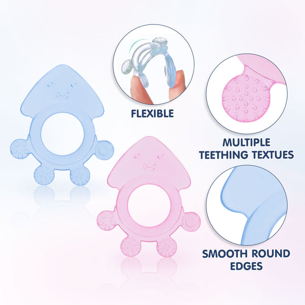 Hopop Easy Grip Silicone Teether for Teething Gums Pack of 2 Assorted