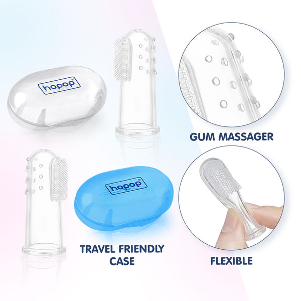 Hopop Baby Finger Tooth Brush With Case 0M+ – White