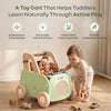 R for Rabbit Kiddie Kart Ride-On & Push Walker 4 in 1 0–3Y Up to 20kg – Green Beige