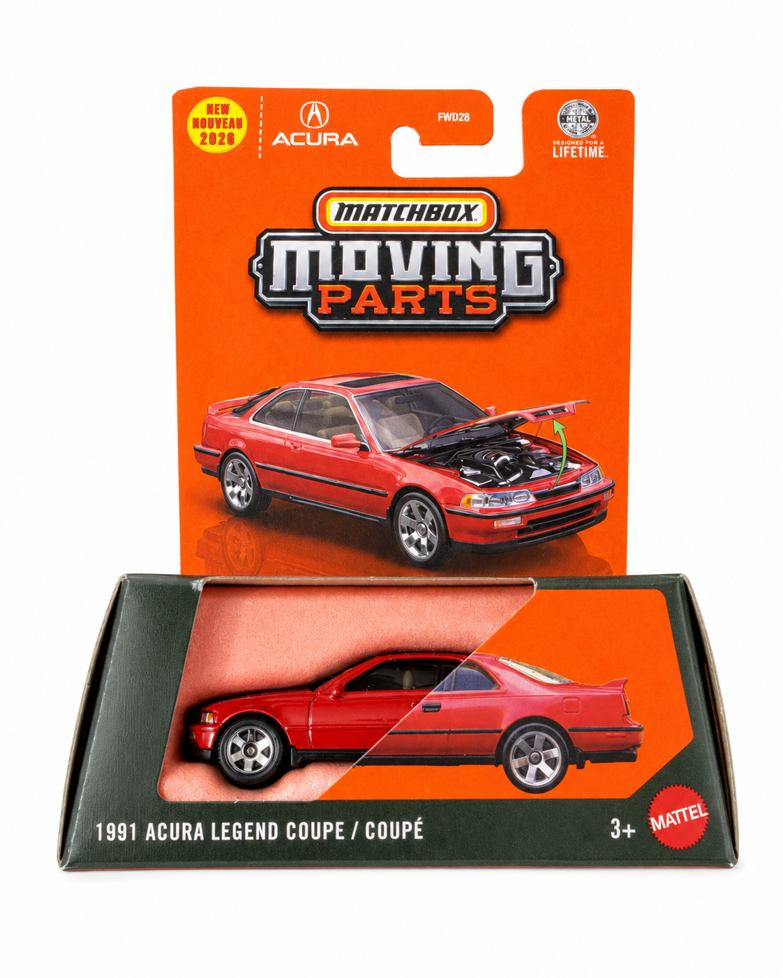 Matchbox Moving Parts 1991 Acura Legend Coupe 1:64 Phoenix Red