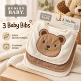 Hudson Baby Big Softies Newborn Bibs Pack of 3 Bear Fawn