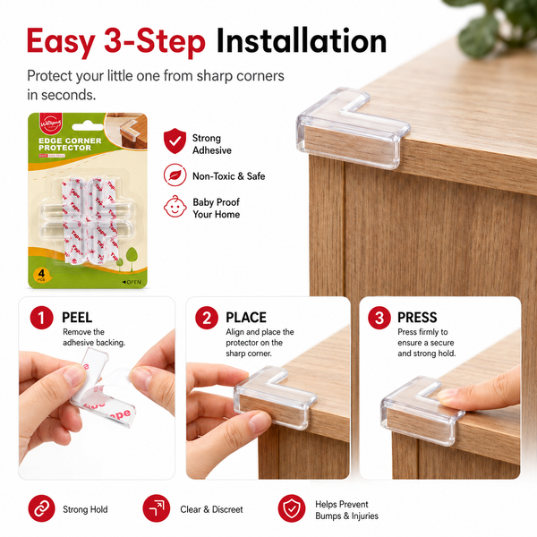 Weikang Transparent L-Shaped Corner Guard - Pack Of 4
