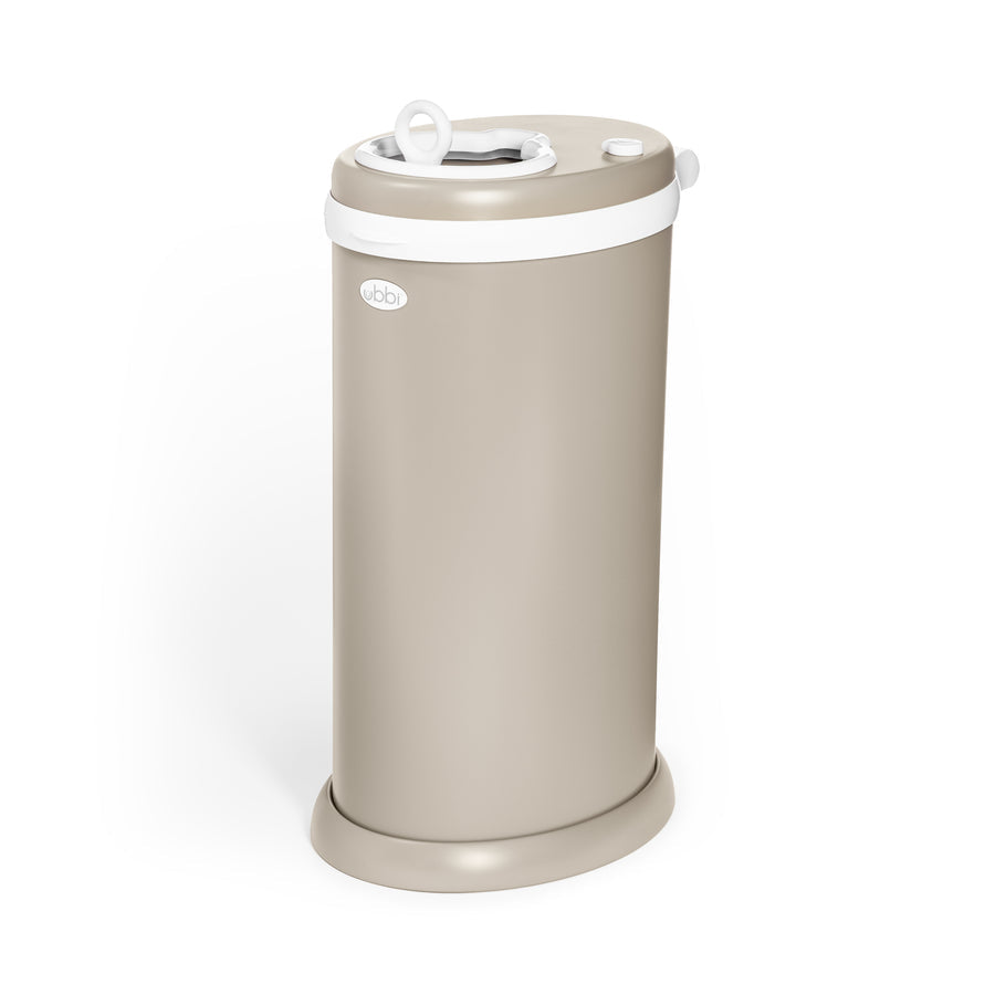 Ubbi Stainless Steel Diaper Pail with Child Safety Lock - Taupe