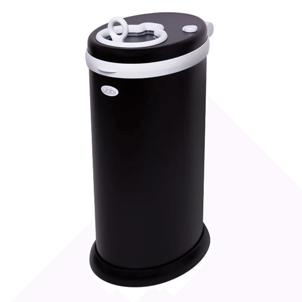 Ubbi Stainless Steel Diaper Pail with Child Safety Lock - Matte Black
