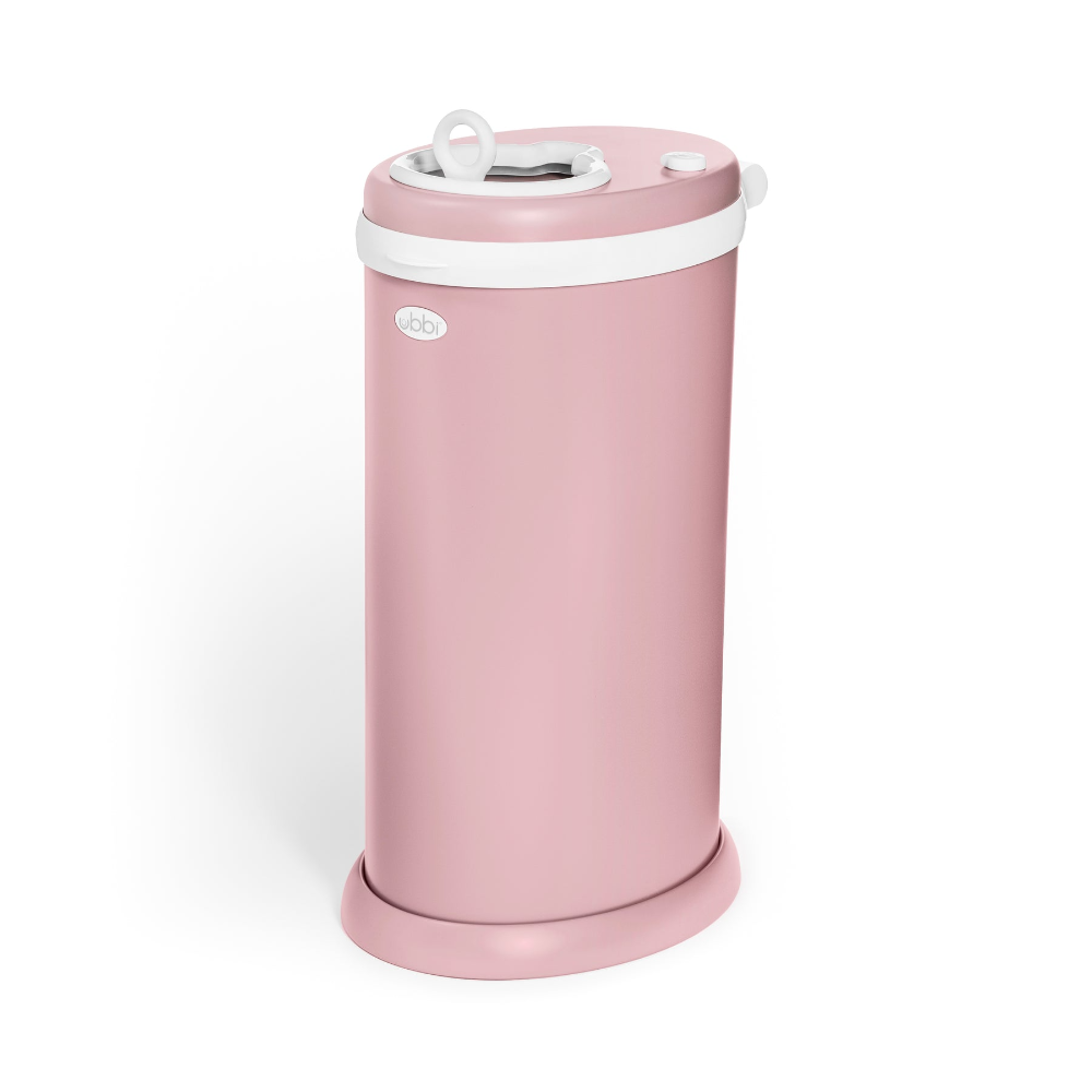 Ubbi Stainless Steel Diaper Pail with Child Safety Lock - Matte Pink