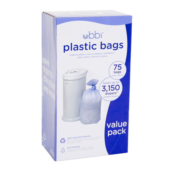 Ubbi Disposable Diaper Pail Plastic Bags - 75 Bags